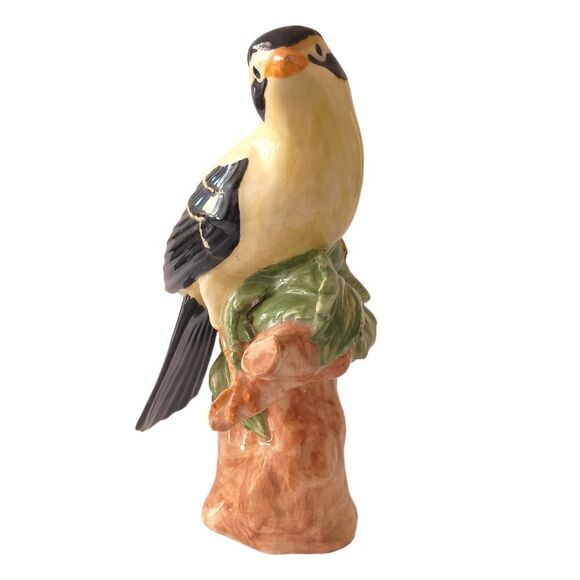 Vintage Goldfinch Bird Figurine Porcelain Handpainted Large 9" Signed By Artist. - Picture 16 of 16
